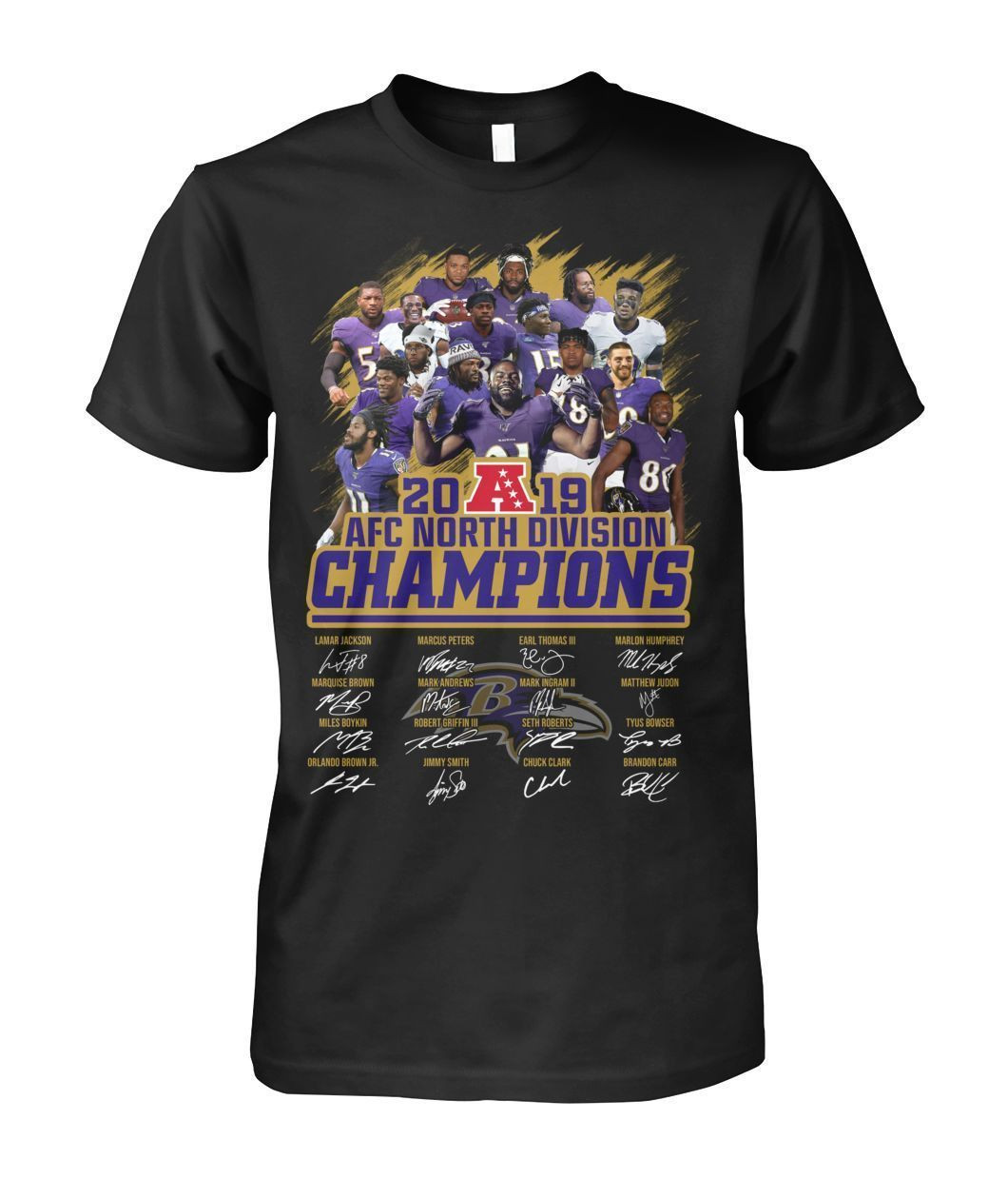 Afc North Division Champions Baltimore Ravens Signatures American Football Fans Shirts