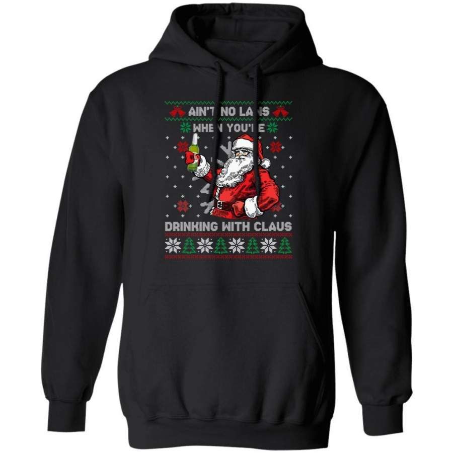 Xmas Hoodie Ain’t No Laws When Drinking Stella Artois With Claus Beer Ugly Sweater Style VA11