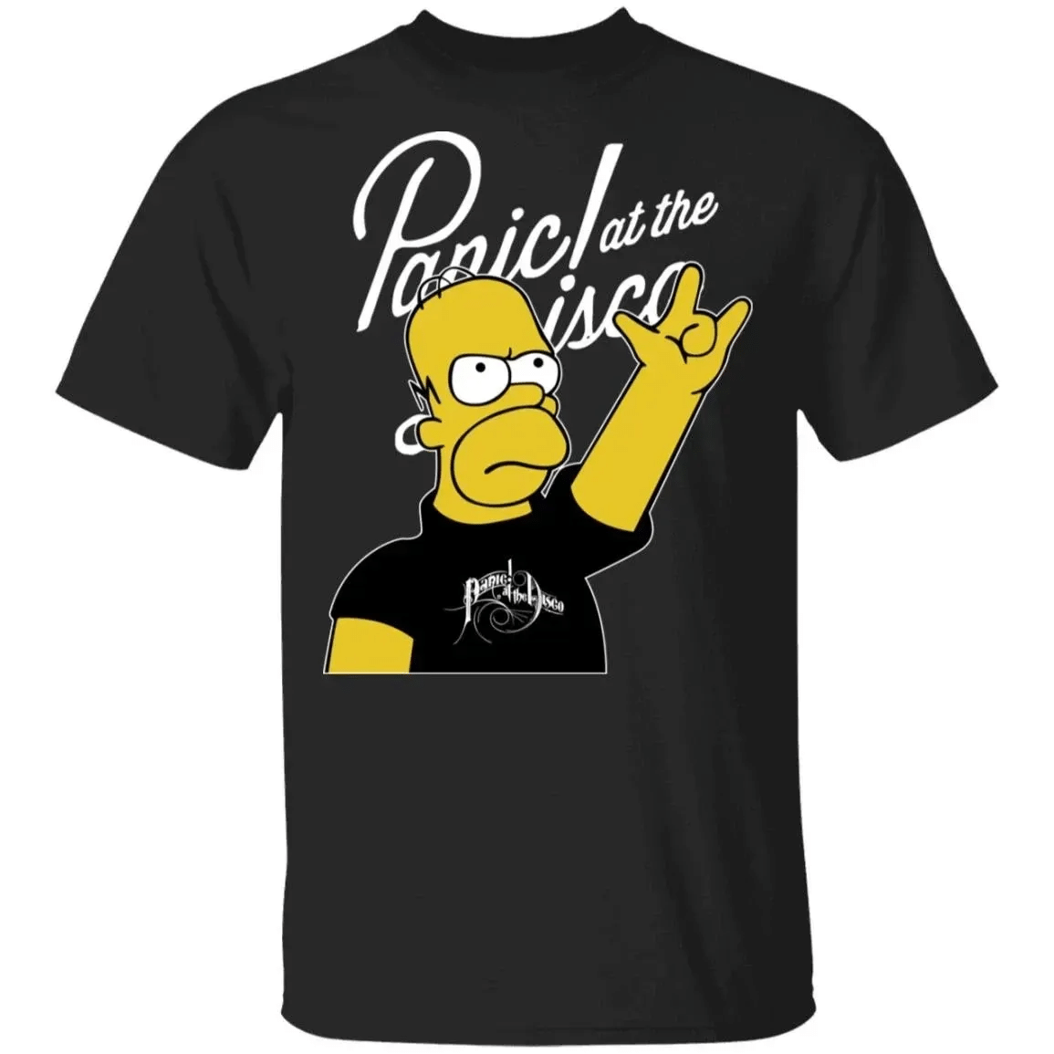 Homer Simpson Panic At The Disco Tee Shirt Rock Band T-Shirt Mt01