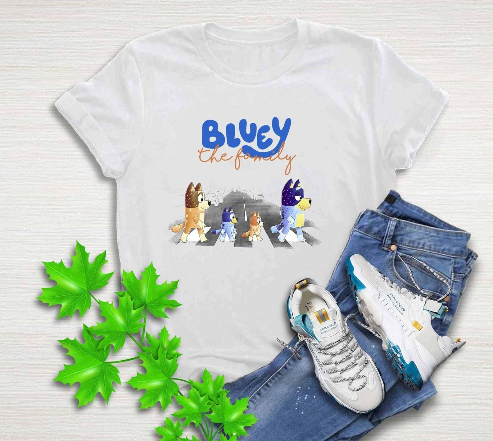 Bluey The Family T Shirt For Fans Bluey Birthday Shirt Family Matching Shirt The Bluey Family Abbey Road Parody Lnrttreasures Design