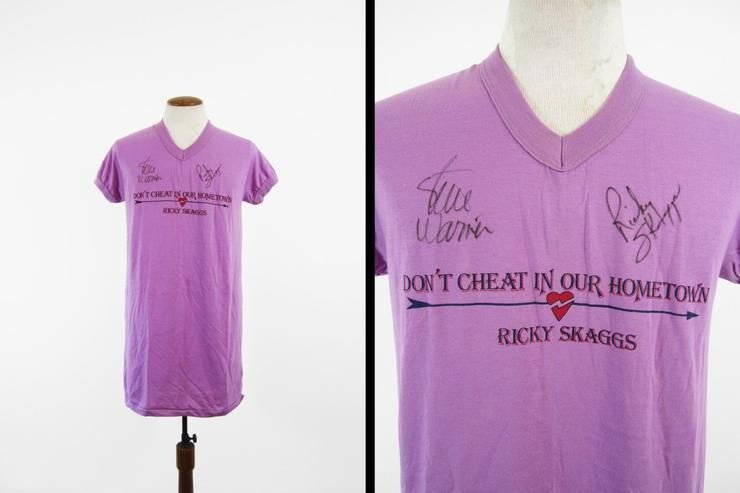 Vintage 80S Ricky Skaggs Shirt Autographed Purple Tour Shirt One All Shirt