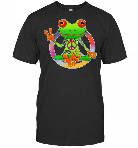 Hippie Frog Peace Sign Yoga Frogs Hippies 70S T Shirt